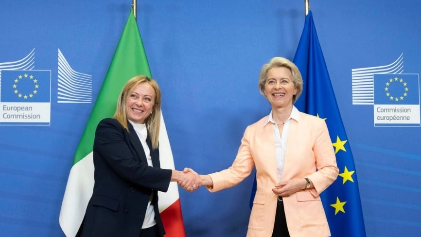 Giorgia Meloni con Ursula von der Leyen