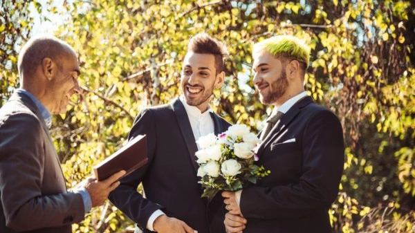 celebrating the marriage of a gay couple