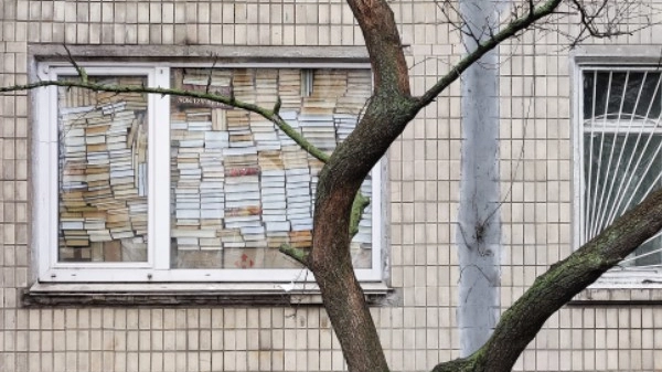 Il muro di libri a Kiev