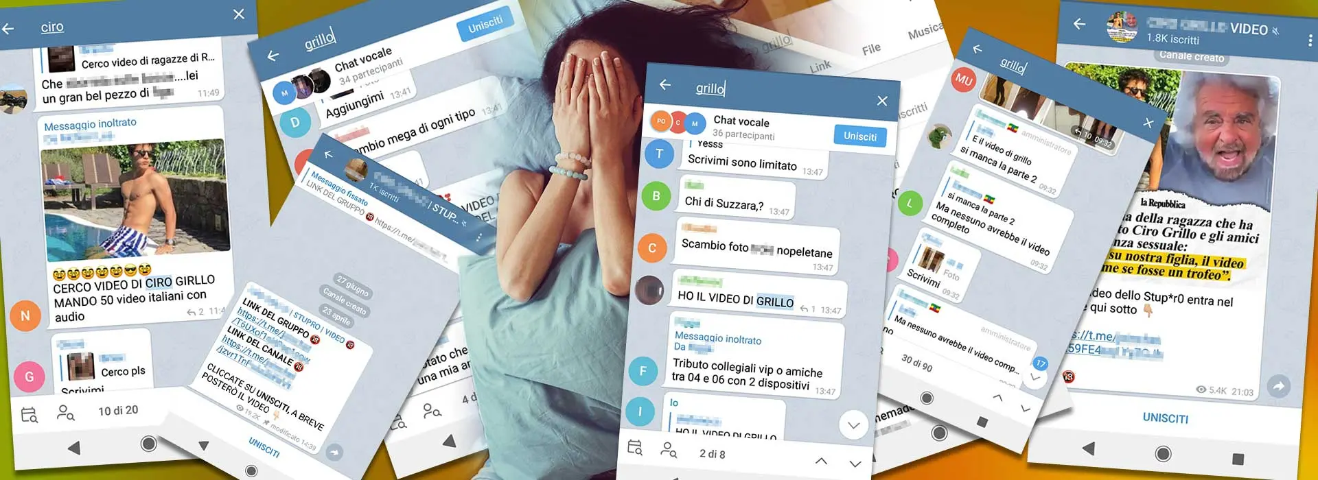 Caso Ciro Grillo su Telegram caccia al video del presunto