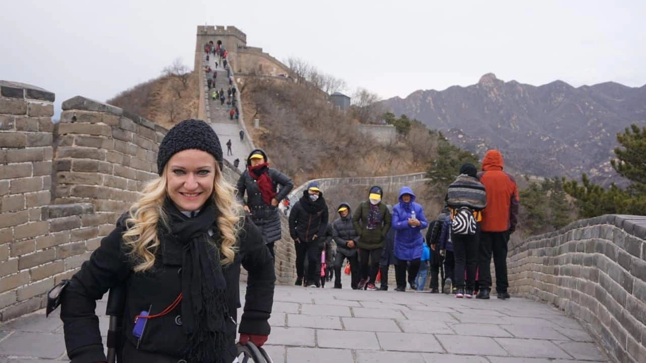Renee Burns sulla muraglia cinese