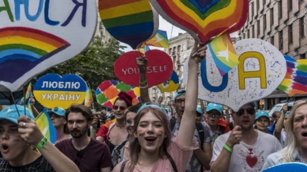 Una manifestazione LGBTQ in Ucraina prima dell'inizio dell'invasione russa lo scorso 24 febbraio