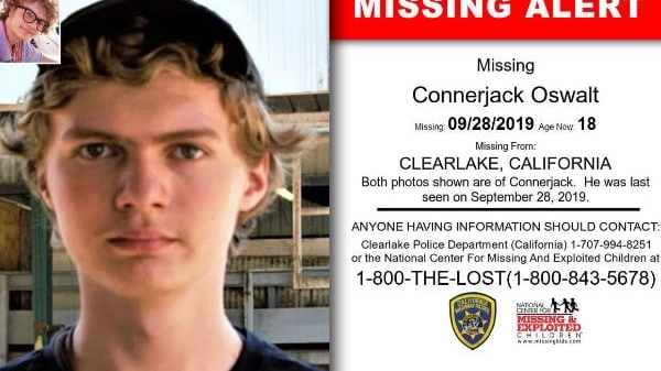 Connerjack Oswalt aveva 17 anni quando è scomparso dalla casa di famiglia a Clearlake, Stati Uniti, il 28 settembre 20191200x0