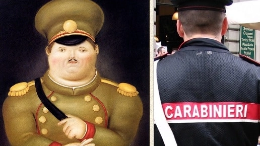 "Il Capitano" di Fernando Botero e un carabiniere