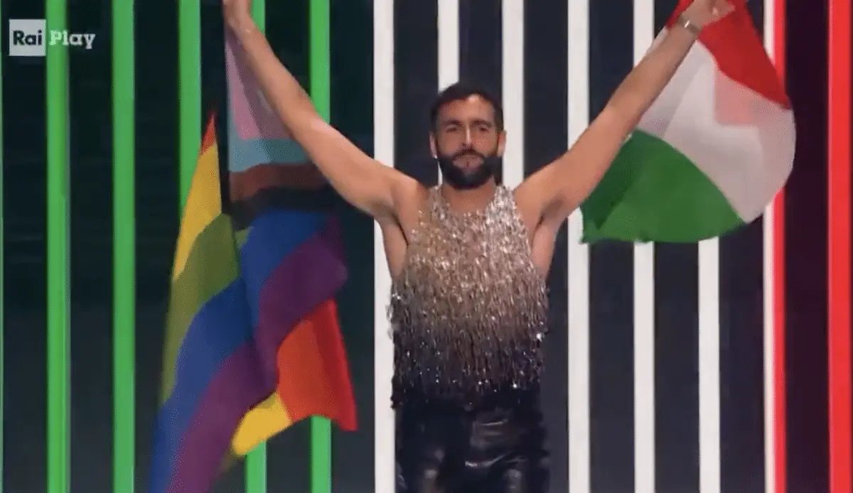 Eurovision, Mengoni con la bandiera arcobaleno accende i diritti