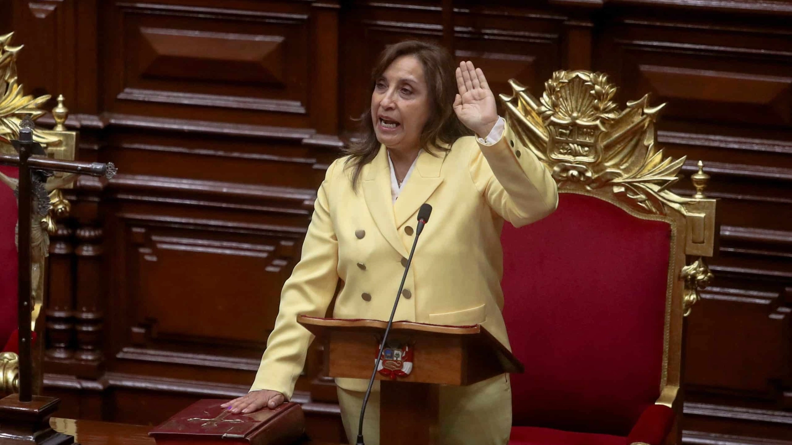 Peruvian Vice President Boluarte's swearing-in after Congress approved removal of President Castillo, in Lima