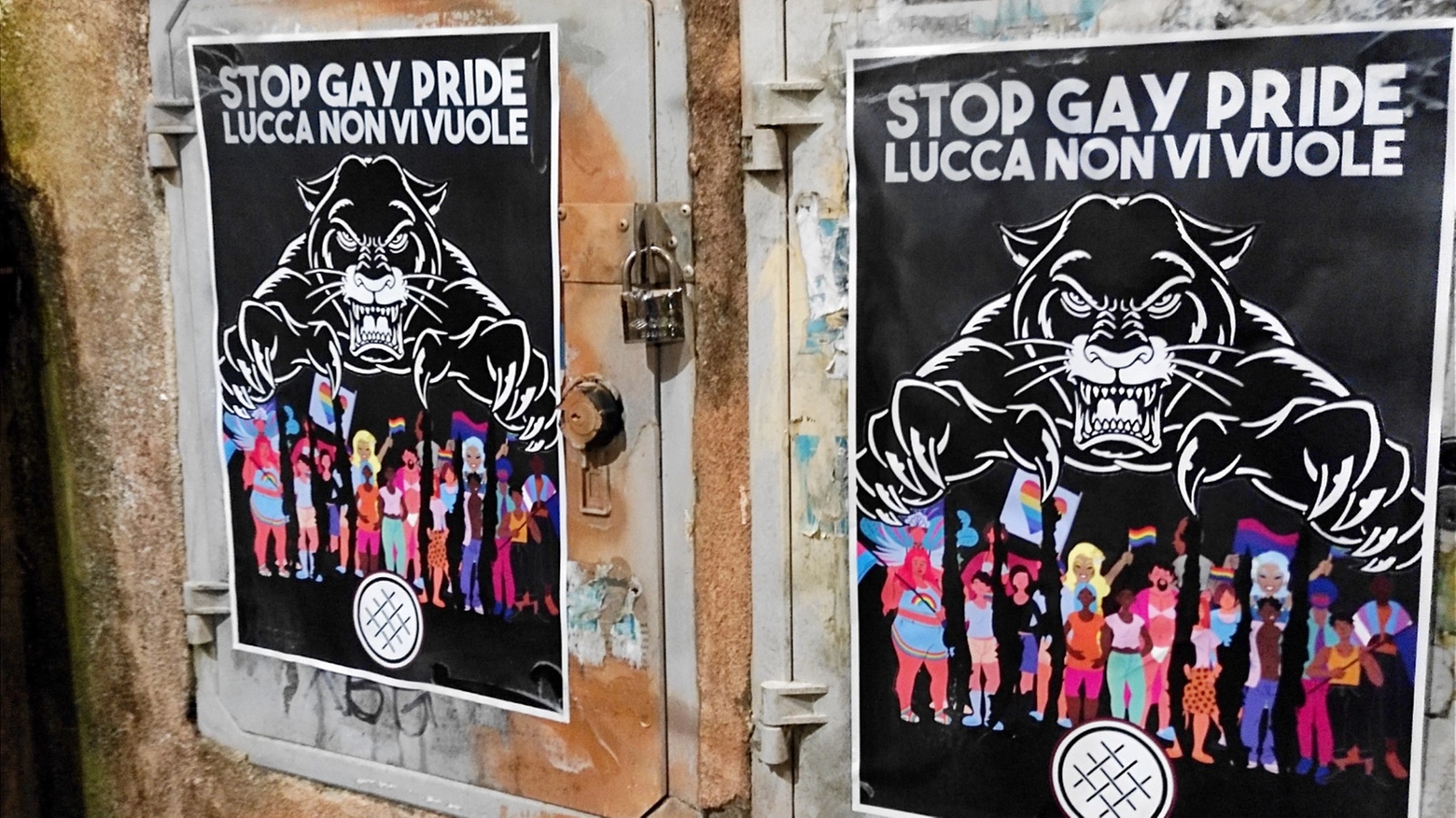 “Stop gay pride, Lucca non vi vuole" si legge nei volantini dove una pantera rabbiosa allunga le zampe su un gruppo di persone. Nell’email di rivendicazione ‘La rete dei patrioti’ scrive: “La città è saldamente legata alle proprie radici cattoliche e ai valori della famiglia”