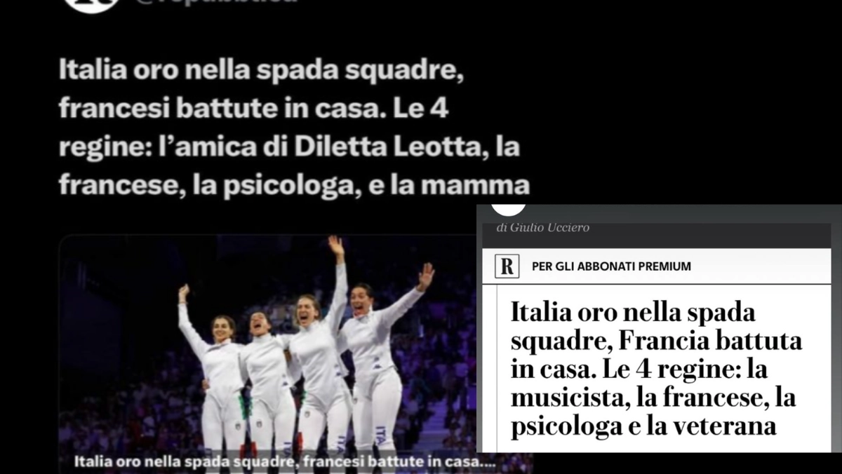 I titoli di Repubblica sulla vittoria della gara a squadra femminile di spada