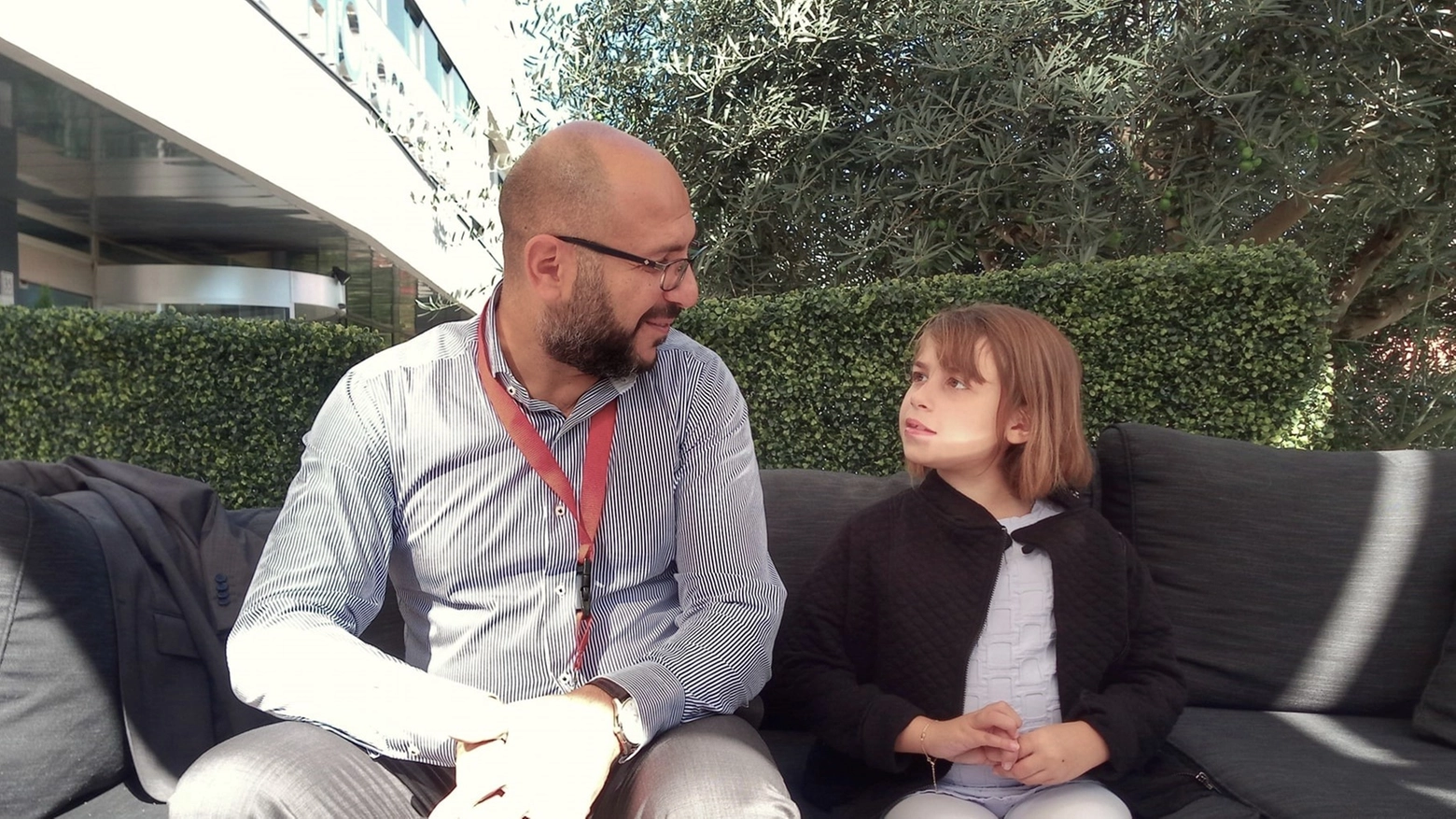 Salvatore Franzè e sua figlia Giorgia al meeting "Rett Syndrome Research, Towards the Future" a Roma, 2018