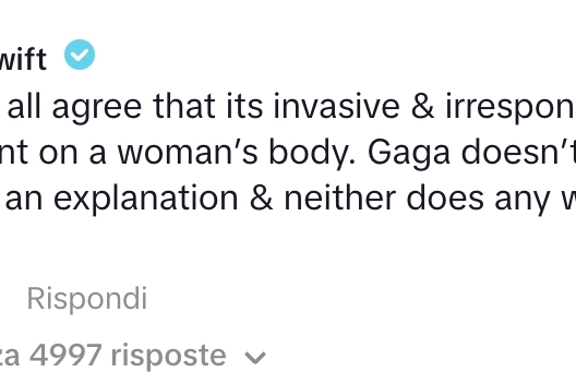 Il commento di Taylor Swift a sostegno della collega Lady Gaga (TikTok)
