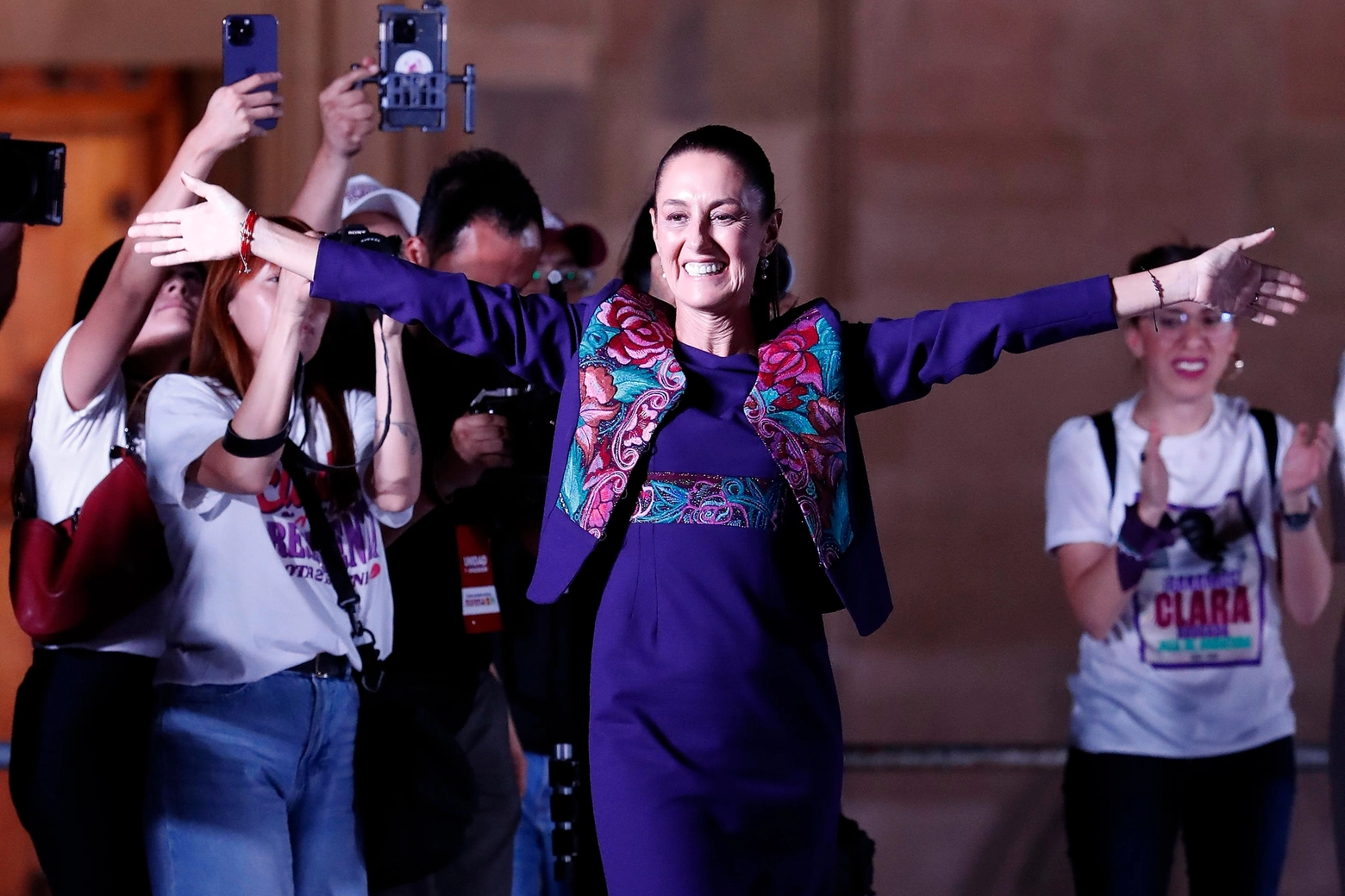 Claudia Sheinbaum durante il primo discorso dopo la vittoria