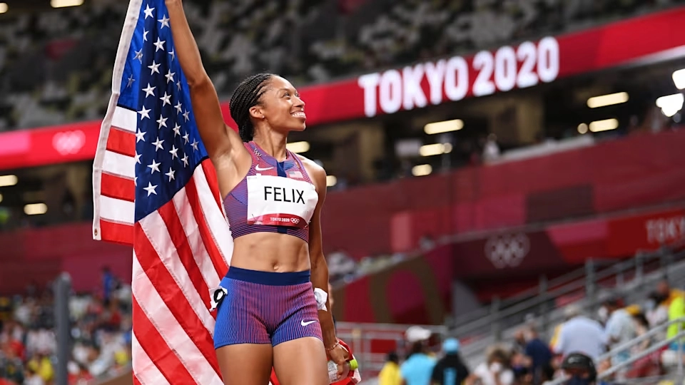 Allyson Felix alla sua quinta e ultima Olimpiade, a Tokyo 2021 (Olympics)