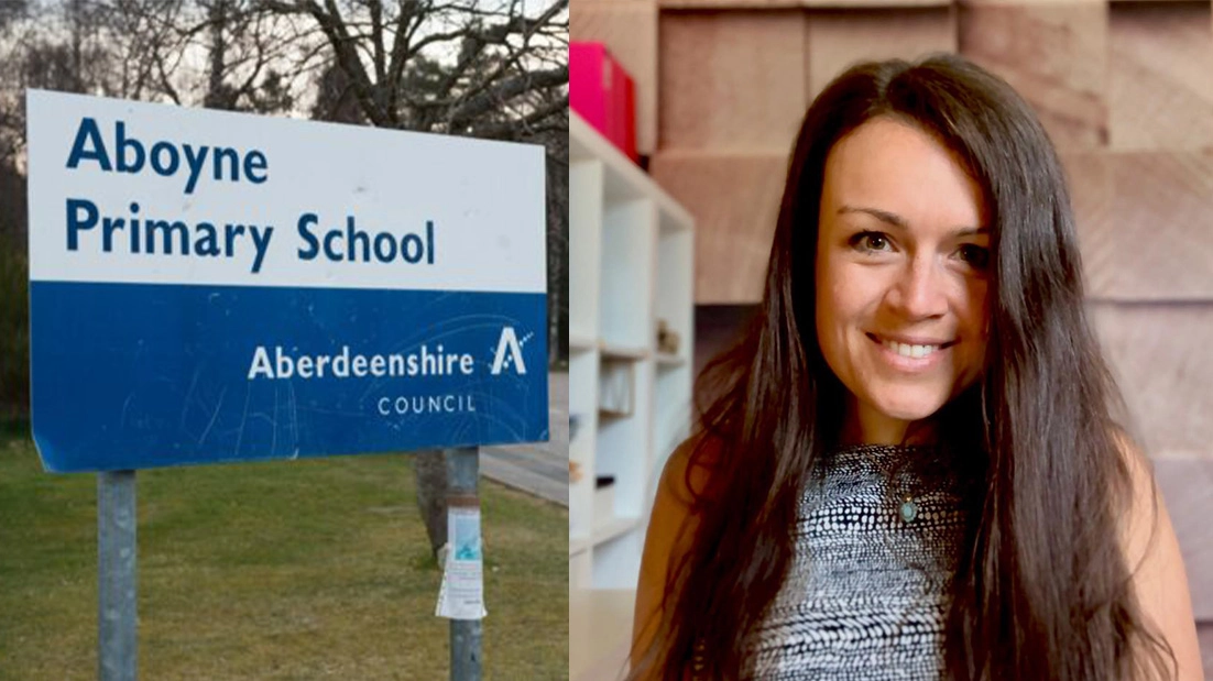 La Aboyne Primary School in Scozia e a dx la mamma Natalie Pinnell (Facebook)
