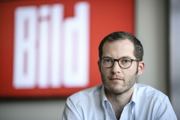 epa09530458 (FILE) - Julian Reichelt, newly appointed Chairman of BILD's editorial offices, poses for a picture in the editorial rooms of German newspaper BILD in Berlin, Germany, 10 February 2017 (reissued 18 October 2021). Reichelt on 18 October 2021 was released from his duties as BILD editor-in-chief with immediate efffect by the BILD tabloid's publishing house Axel Springer SE, media company announced.  EPA/CLEMENS BILAN *** Local Caption *** 56761240