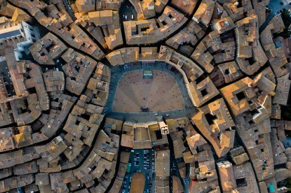 Piazza del Campo, Siena, Italy - Birds Eye View, Aerial View