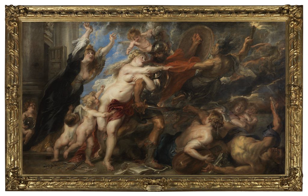 Pieter Paul Rubens,'Le conseguenze della guerra' ( 1638–1639), esposto nella sale della Galleria Palatina di Palazzo Pitti, Firenze