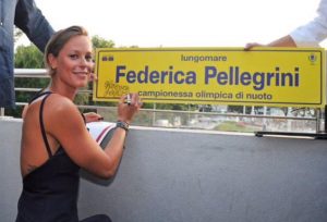 Federica Pellegrini, 33 anni, all'inaugurazione del tratto di Lungomare di Jesolo a lei intitolato
