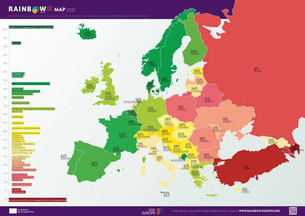 Mappa Europa rapporto ILGA