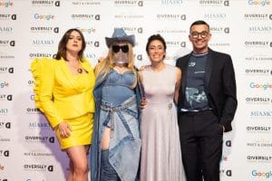 Michela Giraud, Francesca Vecchioni, M¥SS KETA e Diego Passoni sul palco dei Diversity Media Awards