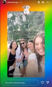 Un frame del post pubblicato su Instagram da Jolanda Renga (18 anni)