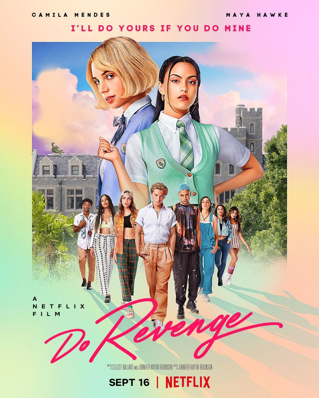 Il poster di "Do Revenge", il film in uscita su Netflix il prossimo 16 settembre, diretto da Jennifer Kaytin Robinson