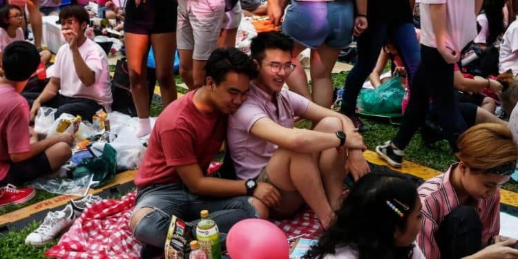 Un evento Pink Dot a Singapore nel 2019. L’evento annuale è la cosa più vicina che il paese ha a una parata del gay pride