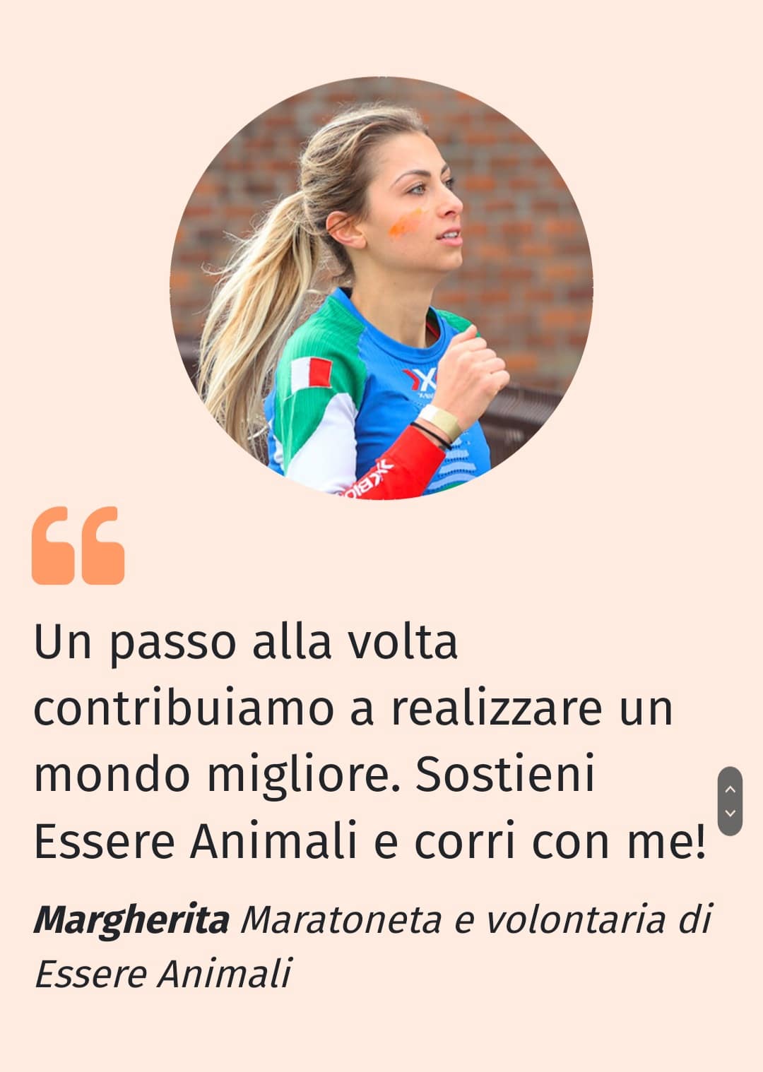Margherita, volontaria di "Essere Animali" parteciperà alla maratona di Forlì il 9 ottobre
