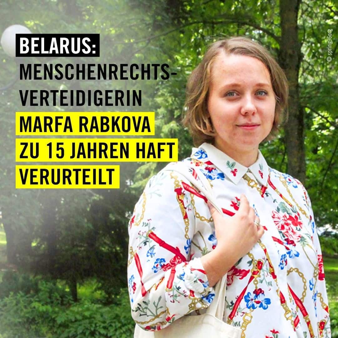 La difensora dei diritti umani Marfa Rabkova a 15 anni di carcere (Instagram)