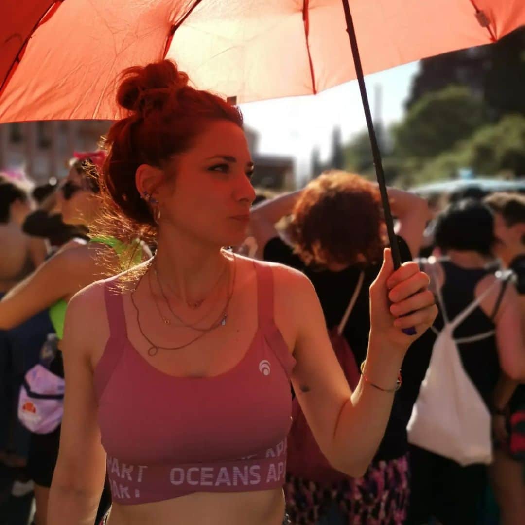 L'attrice Antonietta Bello al Pride di Roma dello scorso 12 giugno (Instagram)