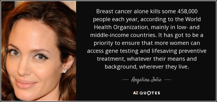 Nel 2014 Angelina Jolie ha sollevato il velo sulla questione mutazioni nei geni BRCA, raccontando al mondo di essersi sottoposta all’asportazione delle mammelle (poi anche di ovaie e tube di Falloppio)