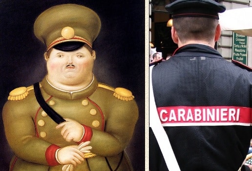 "Il Capitano" di Fernando Botero e un carabiniere