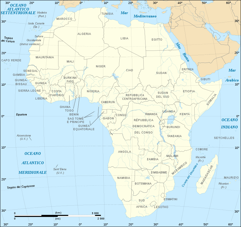 La mappa dell'Africa