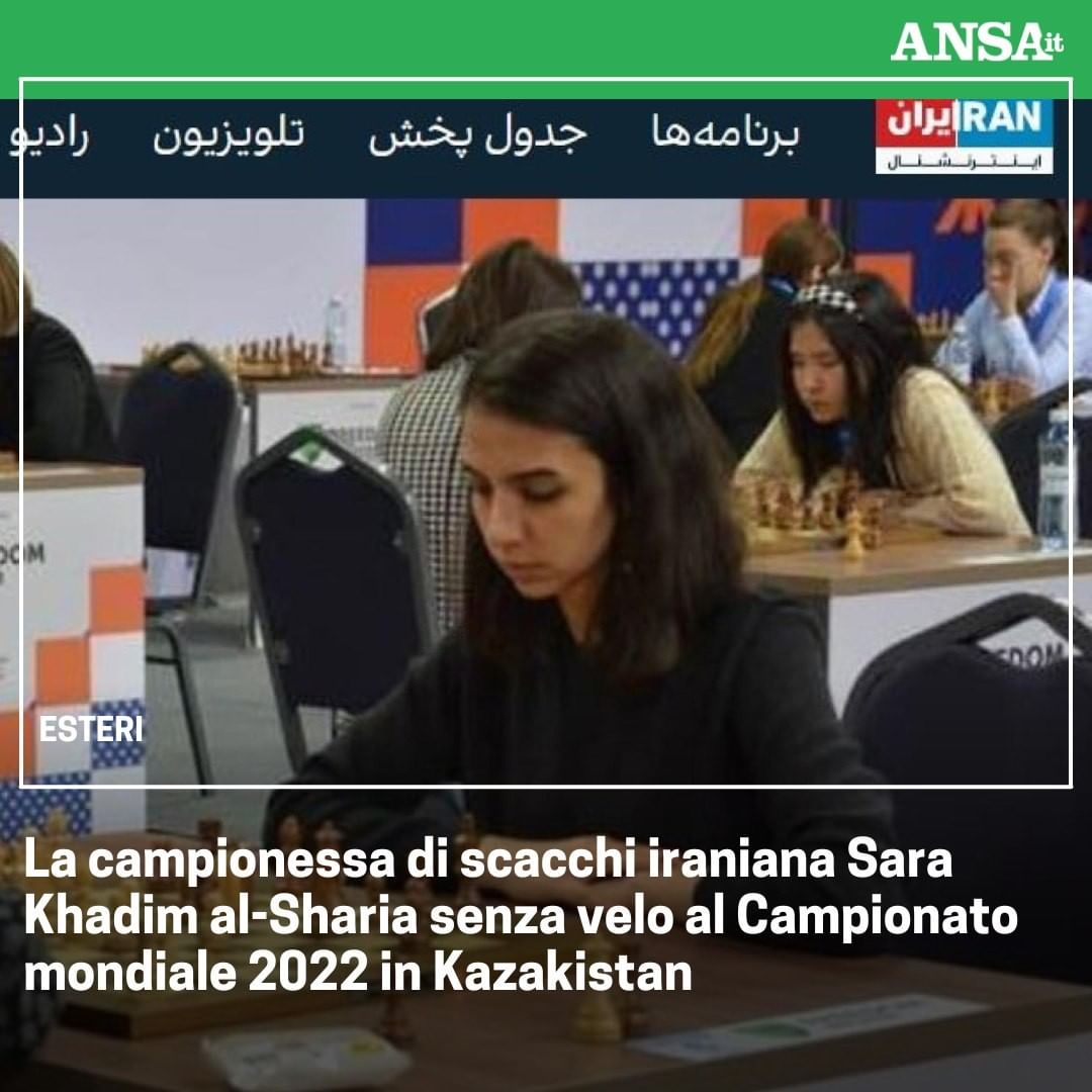 Sara Khadim al-Sharia ha preso parte al Campionato mondiale 2022 in Kazakistan senza indossare l'hijab obbligatorio (Ansa)