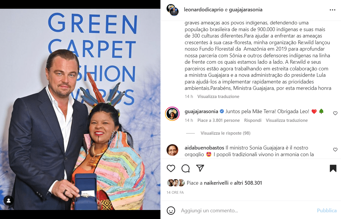 Il post di Leonardo DiCaprio
